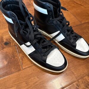 Balenciaga Black and White Leather Sneakers